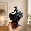 Geometric Faceted Dancer Figurine, 3D Printed Black Ballet Dancer Statue, Modern Ballerina Sculpture for Home Shelf Table Decor