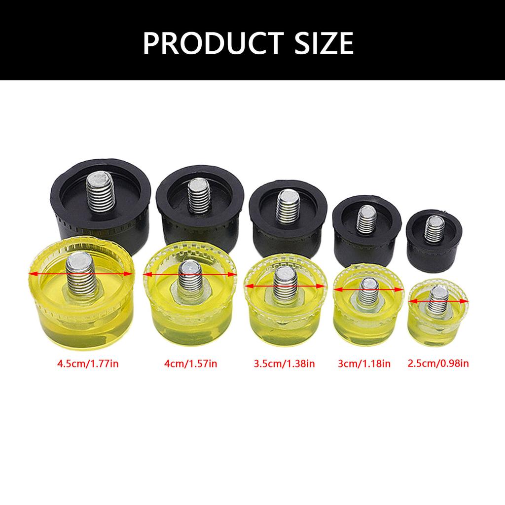 Multipurpose 25mm/30mm/35mm/40mm/45mm Rubber Hammer Head Replacement Set Suitable for Plastic Hammer Installation Repair