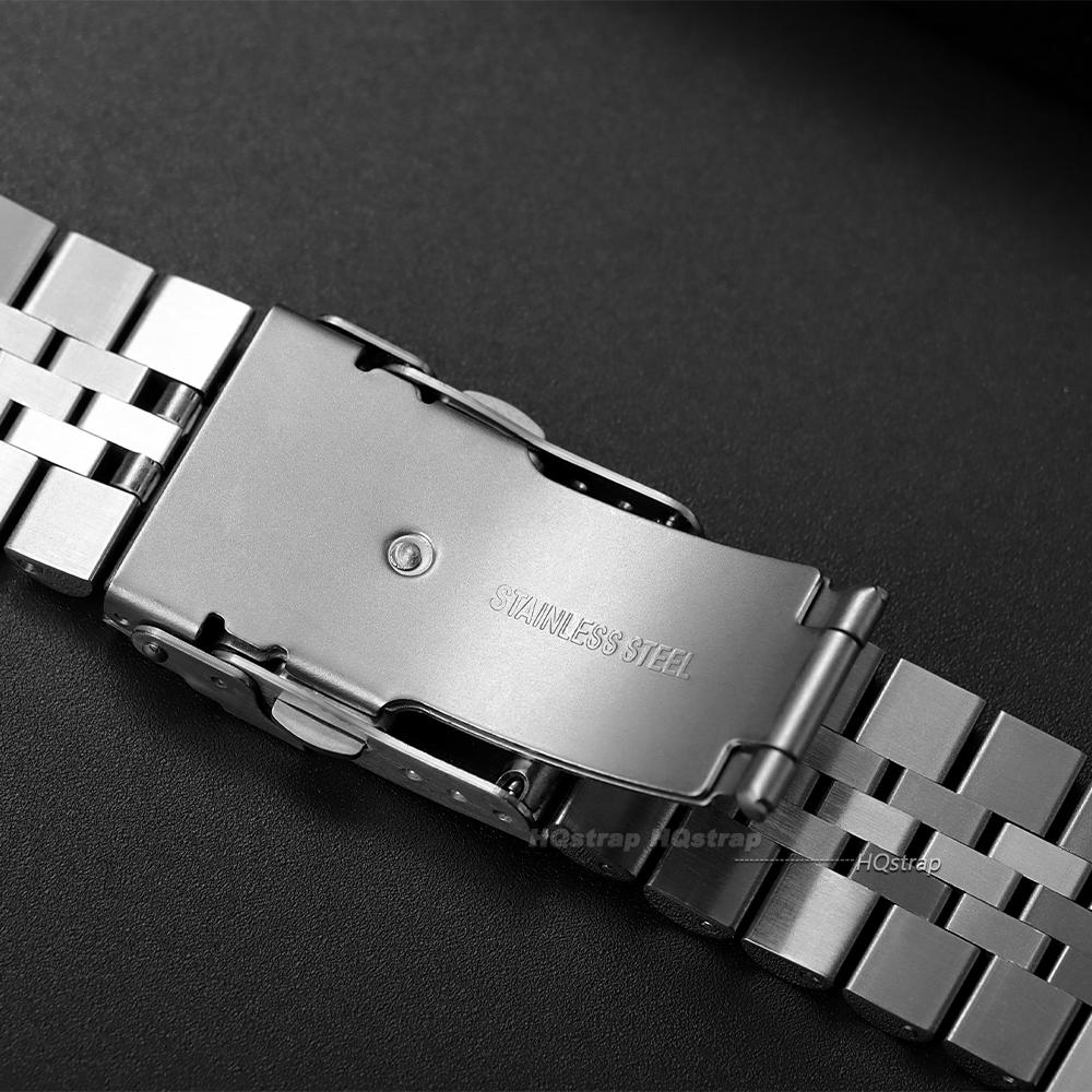 Solid Stainless Steel Watch Band Flat Curved End Straps for Seiko SKX007/009 for Jubilee Folding Buckle Bracelets 18mm 20mm 22mm