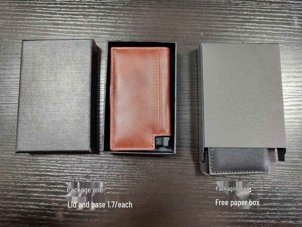 Echtes Leder Herren RFID Diebstahlschutz Metall Kartenhalter - Europäisches und Amerikanisches Design mit Aluminiumlegierung