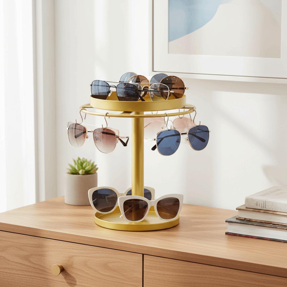 360° Rotating Sunglasses Rack Stainless Steel Glasses Stand Eyewear Display Tabletop Decor