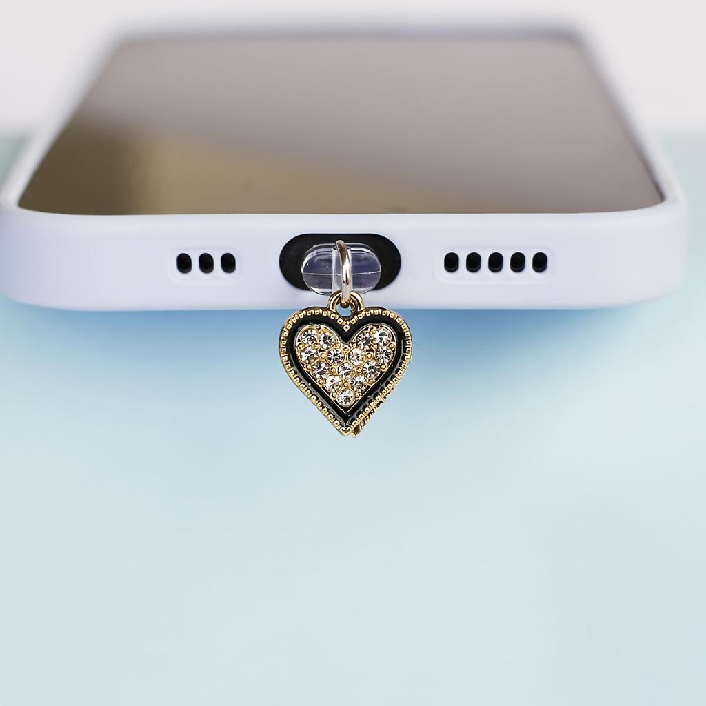 Full Diamond Love Heart Positive and Negative Combination Set Mobile Phone Dust Plug Hanging Ornament Decoration Mobile Phone Accessories