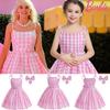Przepiękna Sukienka Księżniczki Barbie Dla Dzieci Kostium Cosplay Poliester Różowy Rozmiary 100cm-150cm