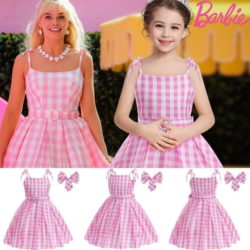 Przepiękna Sukienka Księżniczki Barbie Dla Dzieci Kostium Cosplay Poliester Różowy Rozmiary 100cm-150cm