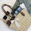 Yogodlns Summer Straw Woven Large Capacity Seaside Tote Bag Women's Basket New Beach Bag Shoulder Underarm Handbag