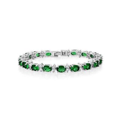 Green Cz Tennis Bracelet -925 Sterling Silver
