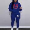 Autumn And Winter Fashion Sports Hooded Sweater Loose Casual Wear Set Smiley Face Pattern Print