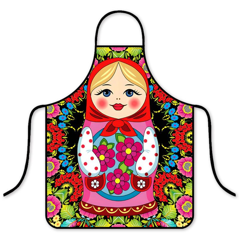 

Ethnic Style Matryoshka Doll Print Waterproof Apron - Stain-Proof, Breathable, Cartoon Design for Practical Kitchen Use. Children s Standard 45x56cm