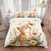 3pcs Butterfly and Cat Pattern Bedding Three-Piece Set (1 Cover + 2 Pillowcases, No Fillings), This Printed Bedding Set Is Soft and Comforta