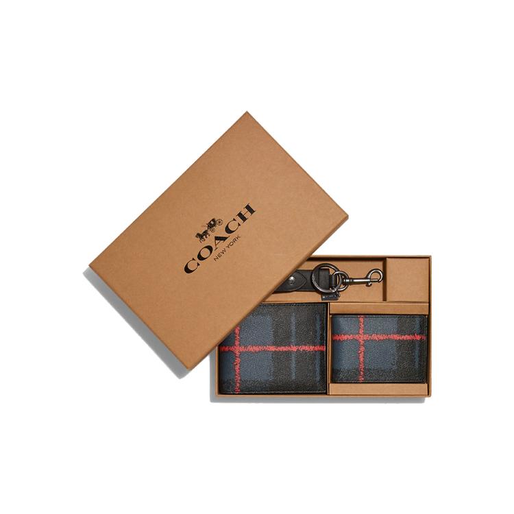 

New COACH 3 IN 1 Wallet Cow Leather Wallet Men s Black C6836-QBNY 10.4*2.0*9.4CM