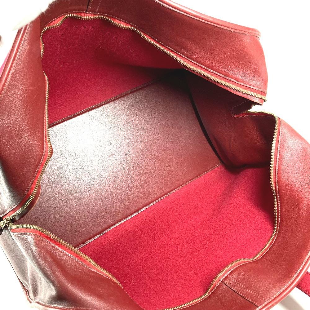 HERMES H punching logo Hood Travel bag Hand Bag Duffle Bag felt / Leather Red