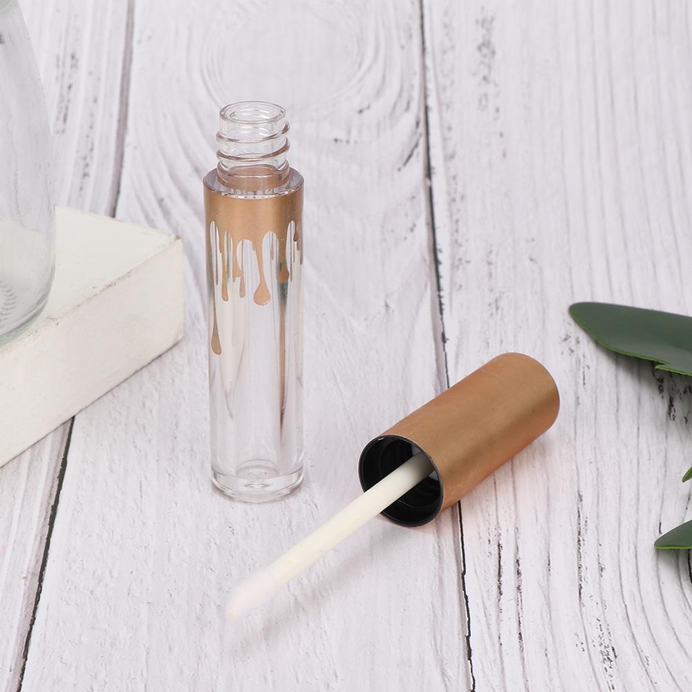 10pcs Empty Lip Gloss Tube DIY Lipstick Bottle Container Makeup Tool (2.5ml Pc Matte Gold Cap)