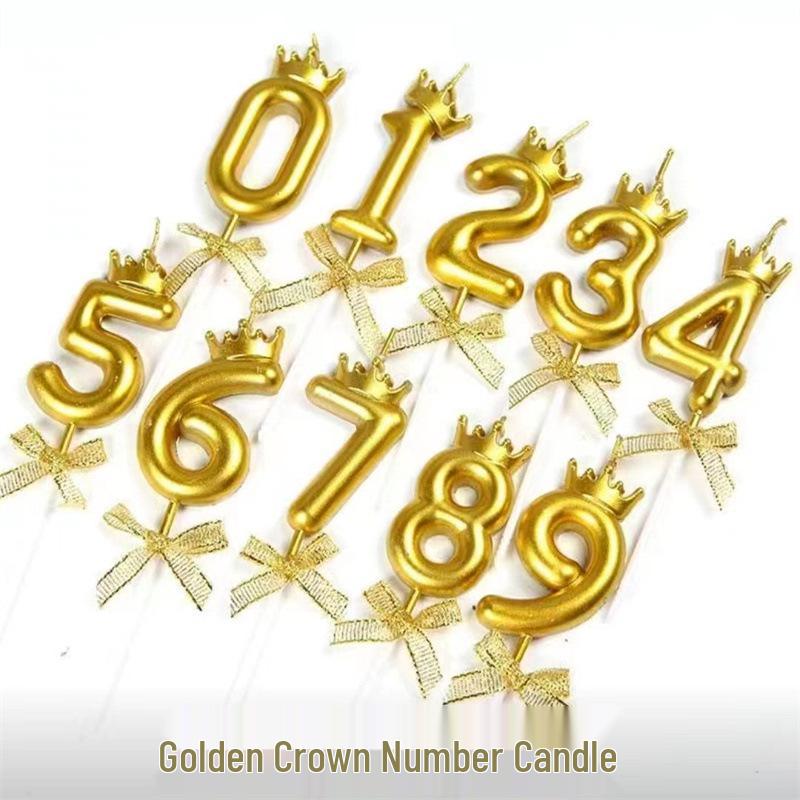 Crown Gold Number Birthday Candle Topper for First Birthday, Cake Decoration, Valentine's or Qixi Festival.