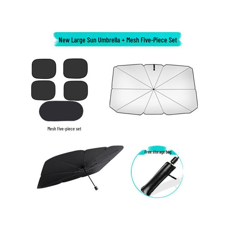 Multifunctional Silver-Coated Car Sunshade Umbrella for Windshield