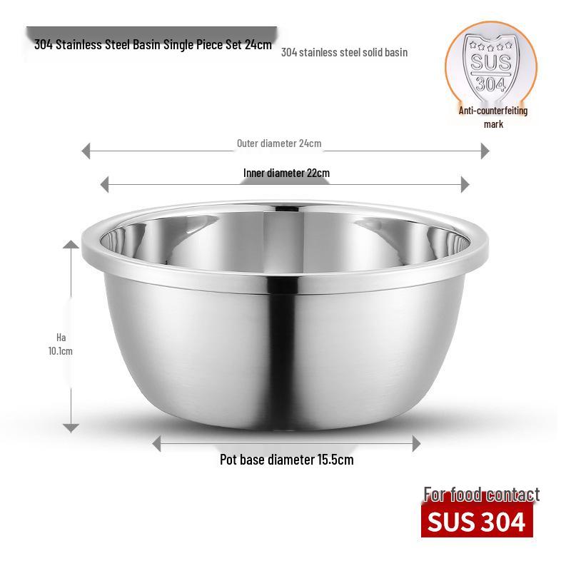 304 Stainless Steel Multi-Purpose Kitchen Basin for Soup, Dough, Vegetables, and Rice