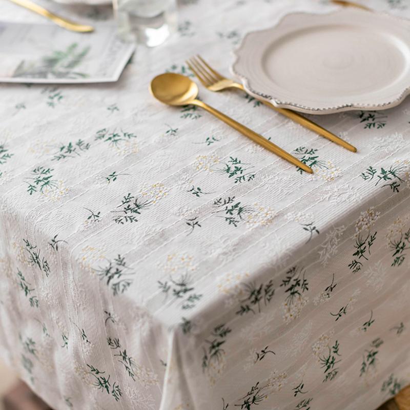 Korean Style Daisy Tassels Cotton Floral Tablecloth,Tea Table Decoration,Rectangle Table Cover For Kitchen Wedding Dining Room