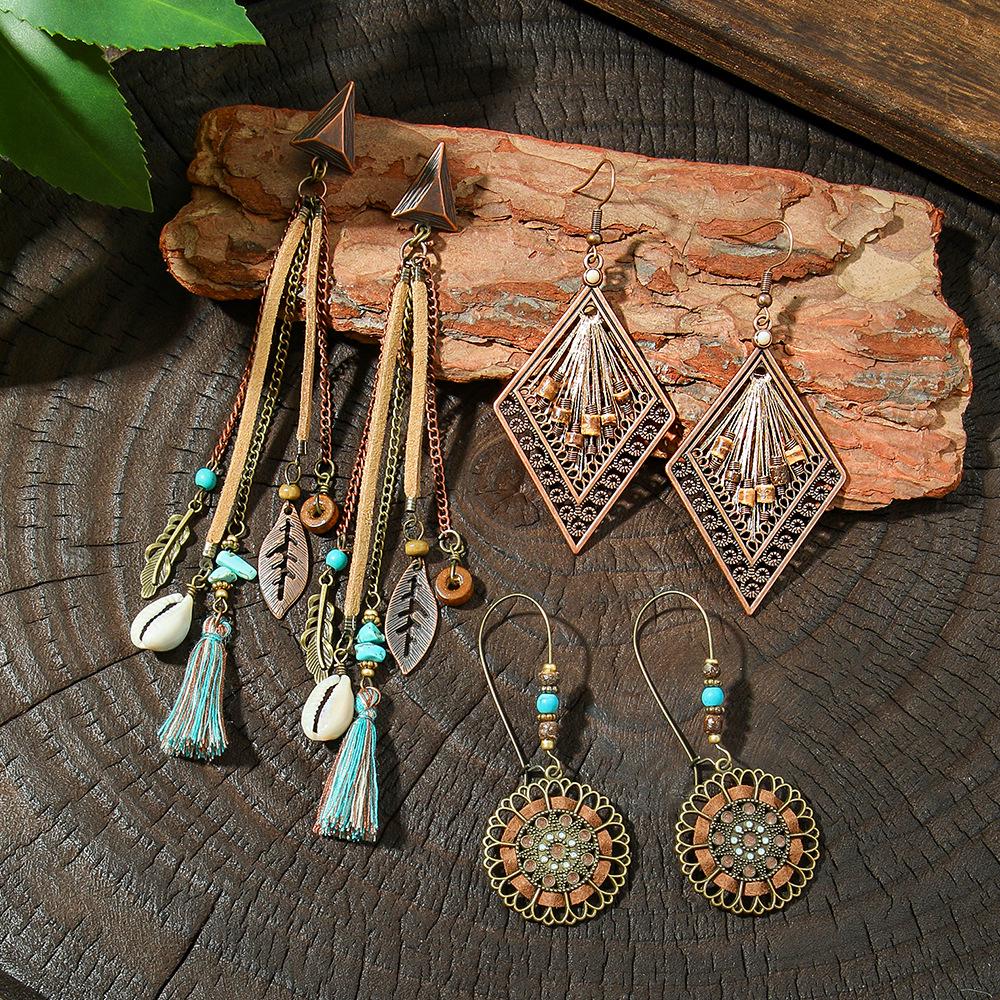 Retro Bohemian Woven Tassel Earrings In Niche Forest Style