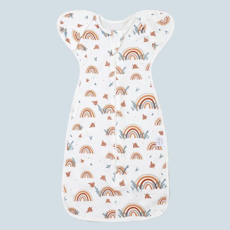Baby Cotton Swaddle Blanket Newborn Sleep Sack Wrap Arms Up Design Stretchable Sleeves