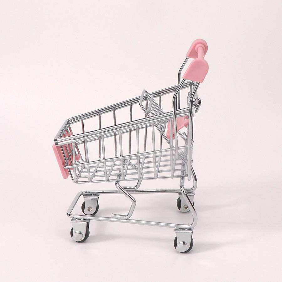 Toy Small Metal Shopping Cart Interactive Features For Kids Role Games Playing