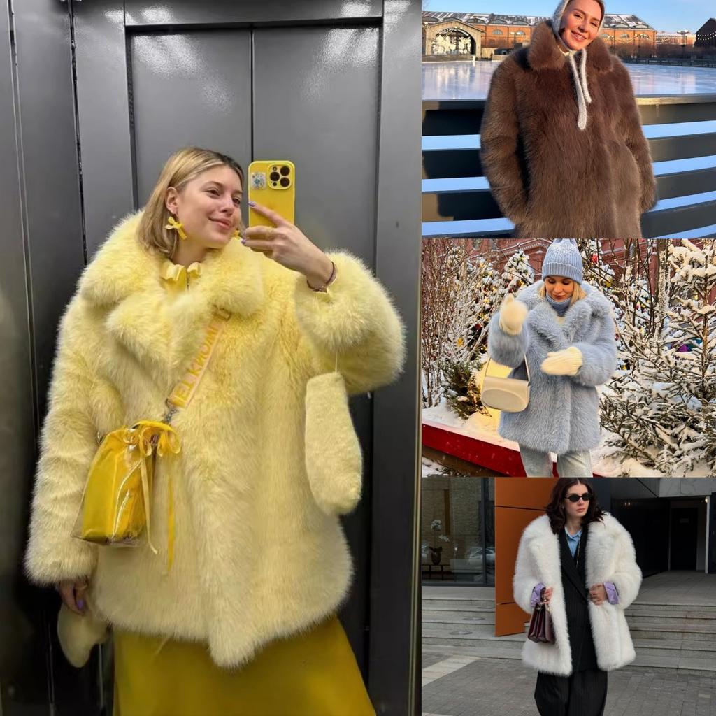 2024 Winter New Imitation Fur Women's Coat Medium and Long Loose Imitation Fox Plush Coat