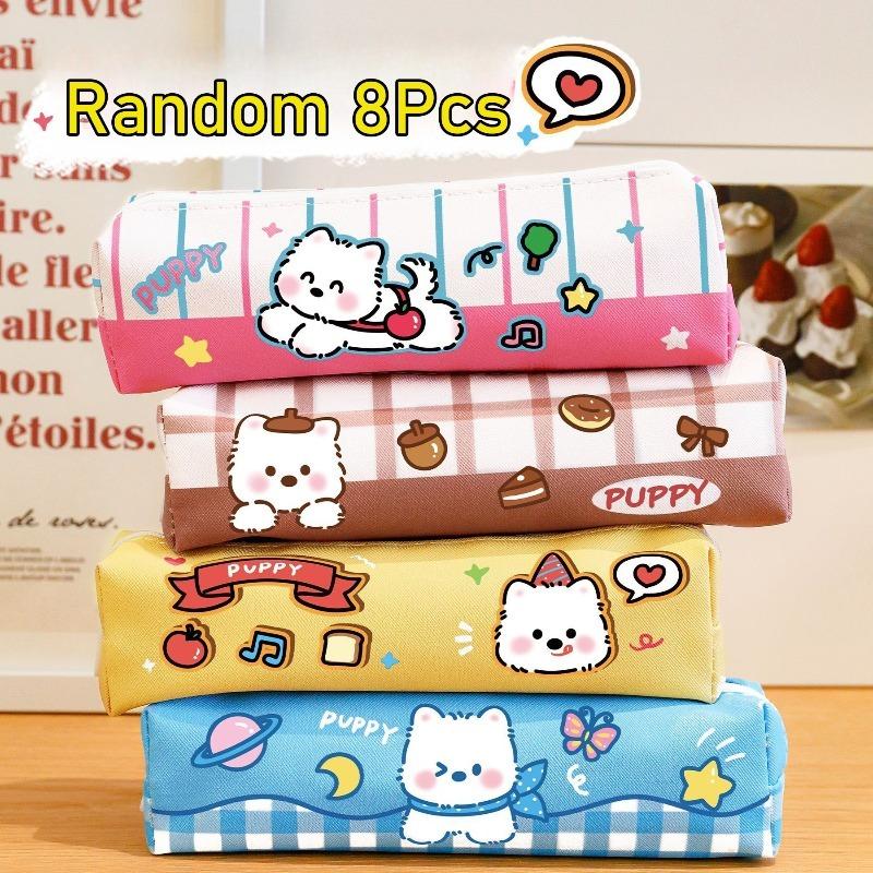 

8Pcs Cute Puppy Pattern Pencil Case - Cartoon Dog Stationery Bag, Spacious Zipper Pen Pouch for Students & School Supplies Random style 8Pcs