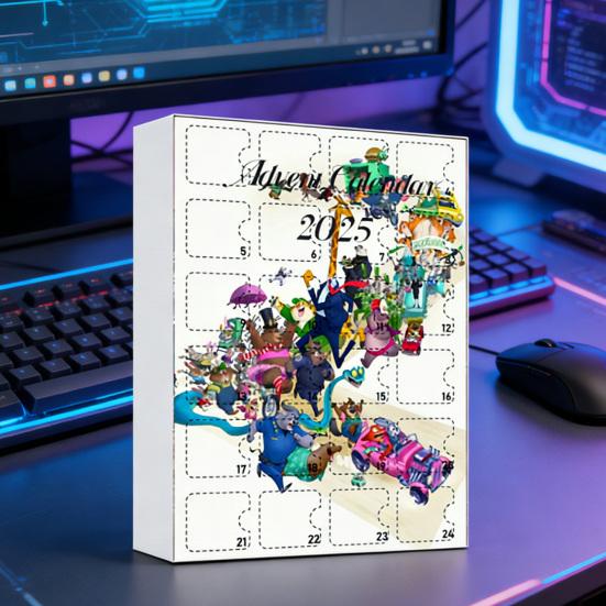 Kalendarz Adwentowy 24-dniowe Odliczanie do Świąt z 24 Akrylowymi Ozdobami Kreskówkowymi Zwierzętami Prezenty z Motywem Anime dla Dzieci Dorosłych Fanów