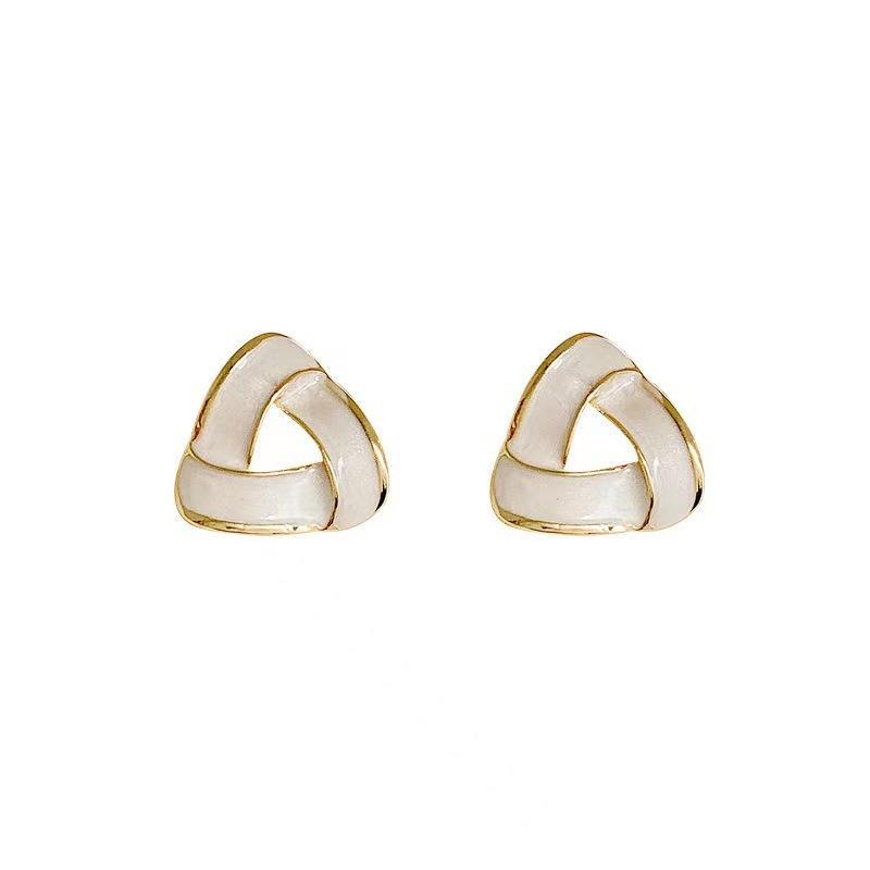 Light Luxury French Triangle Women's New Simple Cold Wind Temperament Advanced Sense Earrings Ins Style High Value