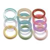 Korean Colorful Transparent Resin Acrylic Rings Set for Women Trendy Geometric Thin Round Ring Wedding Jewelry