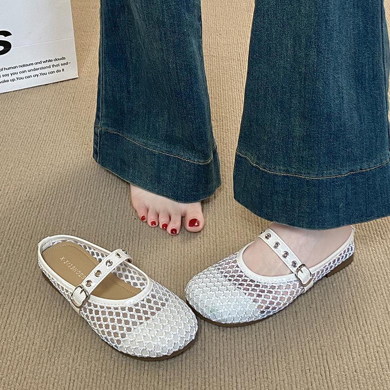 Vielseitige Hausschuhe 2025 Sommer neu Nische Fischernetz flachboden Strass Hausschuhe hohl Mode Strand Römische Schuhe Frauen