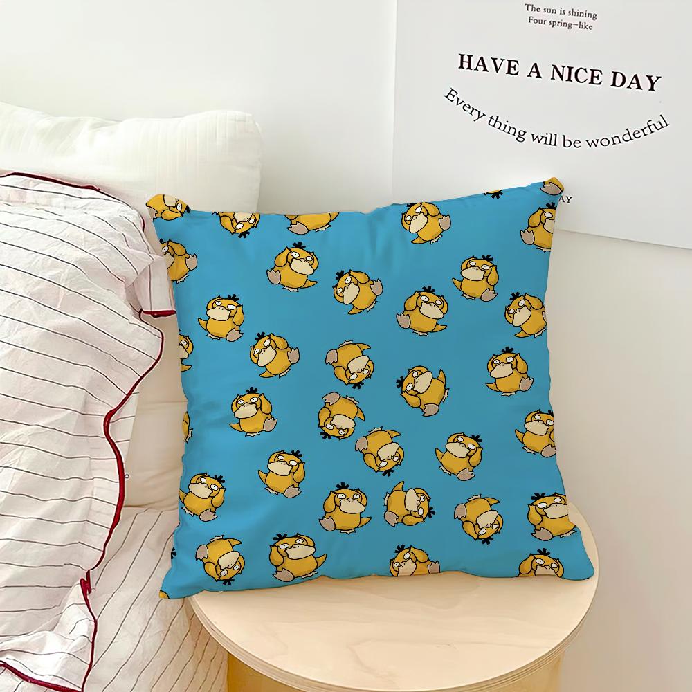 Kreslený P-Psyduck Roztomilý Pohovka Obývací pokoj Ložnice Čelo postele Opěrka Polštář Čtvercový polštář Polštář na zdřímnutí Povlak na polštář
