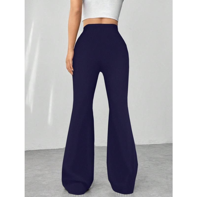 DAFIFY Women's Fashion Casual Solid Color Print High Waist Trousers Pants & Capris
