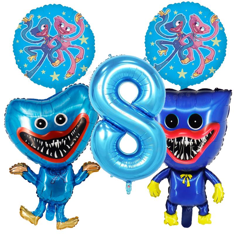 Game Huggy Wuggy Number Balloons Decoration Poppy Playtime Birthday Party Ballon Set Baby Shower Cartoon Round Foil Balloon