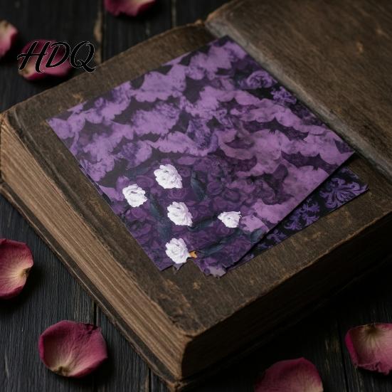 No Burrs Cutting Paper 12 Sheets Purple Gothic Halloween Scrapbook Paper, Double Sided Decorative Craft Pumpkin Ghost Bat for Card Making, Origami,