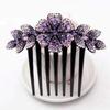 Women Fashion Flower Hairpins Hairclips Hair Fork Hair Combs Clip Diamond Flower Hair Comb