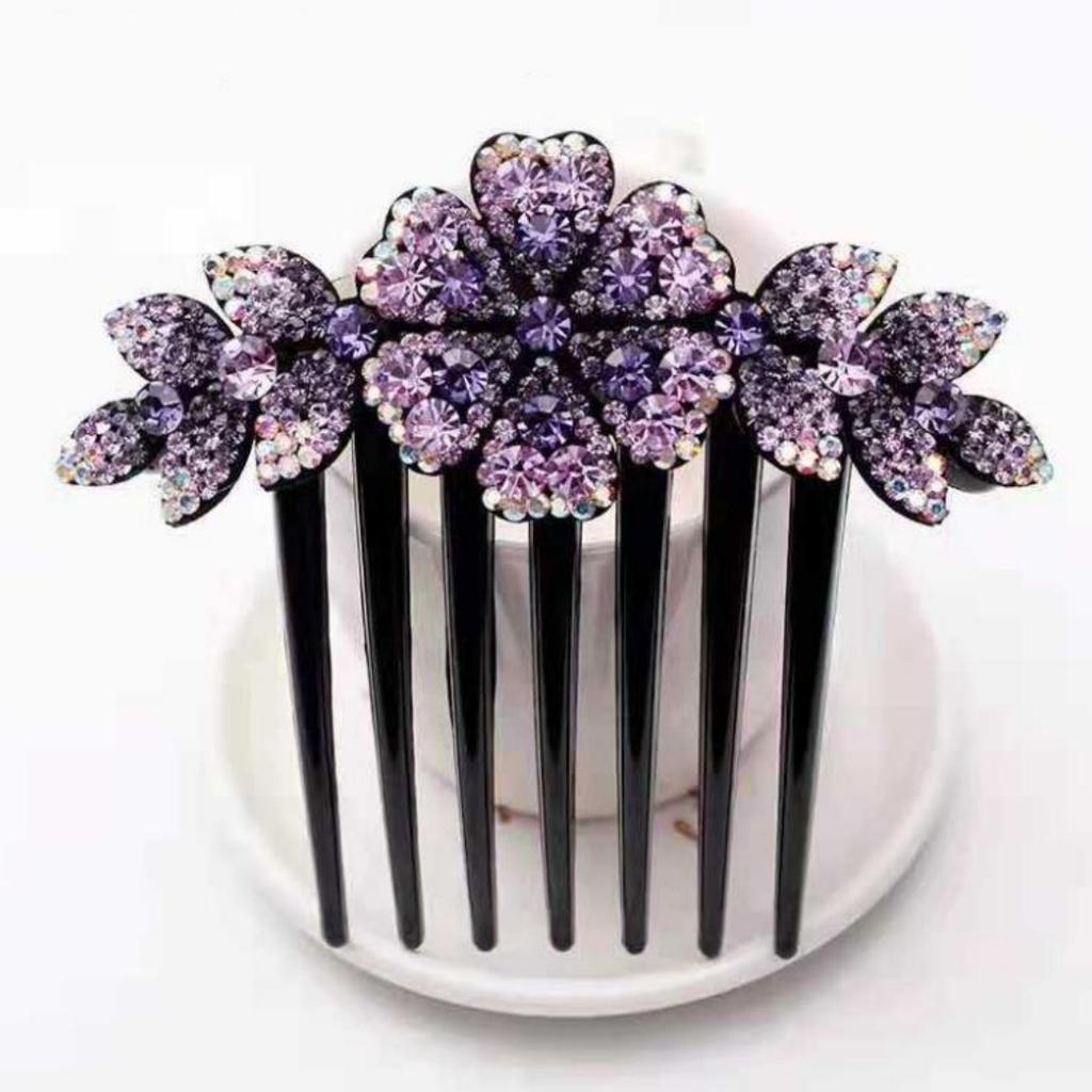Women Fashion Flower Hairpins Hairclips Hair Fork Hair Combs Clip Diamond Flower Hair Comb