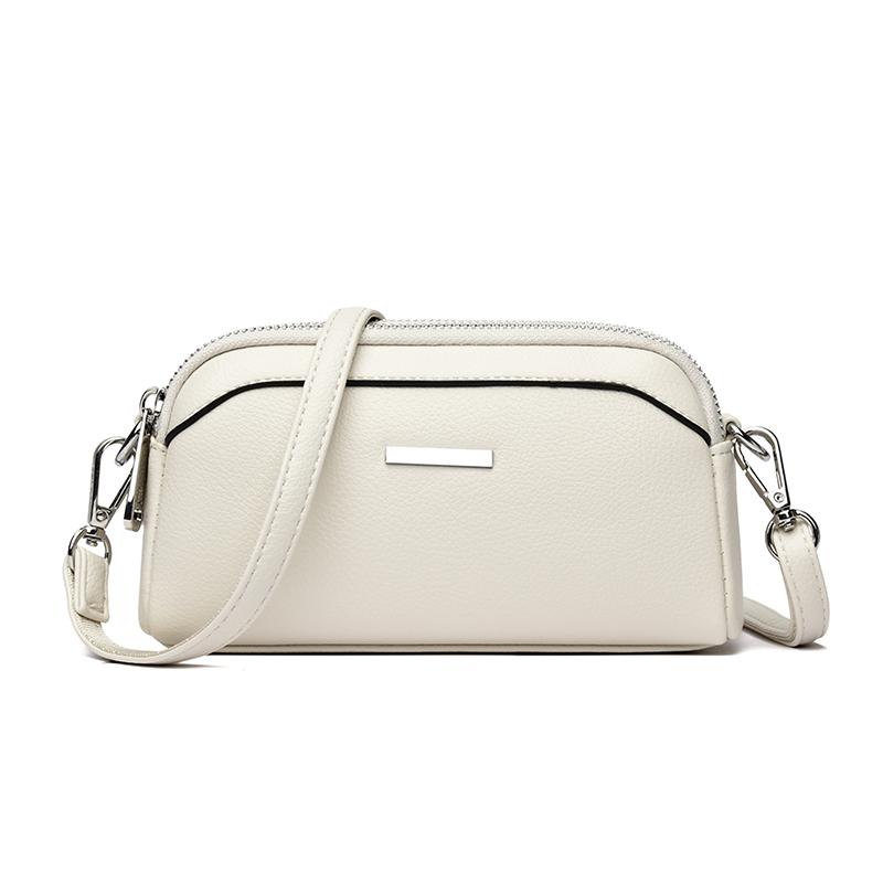 

2026 New Fashi Women s PU Leather Shoulder Bags Small Crossbody Phe Purse Minimalist Zipper Design Casual Handbag for Ladies бежевый