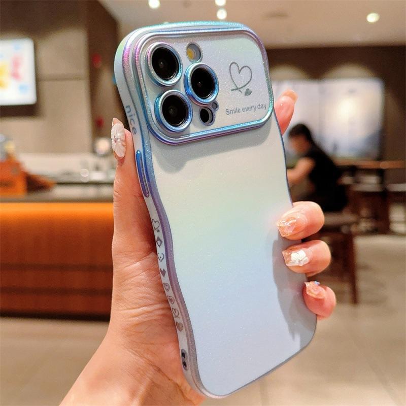 Suitable for iPhone17Promax colorful electroplating mobile phone case Apple 16Pro/15 side love wave case