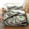 Gelddruck Bettbezug King/Queen Größe, Dollar-Scheine mit dem Porträt von Ben Franklin, Dekoratives 2/3-teiliges Polyester-Bettwäscheset