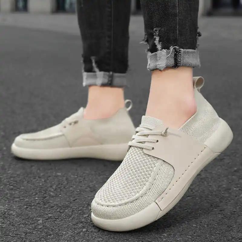 Natural Leather Autumn Retro Man Sneakers Vulcanize Men Running Loafers Shoes For Man Sports Loafers Saoatenis Seasonal