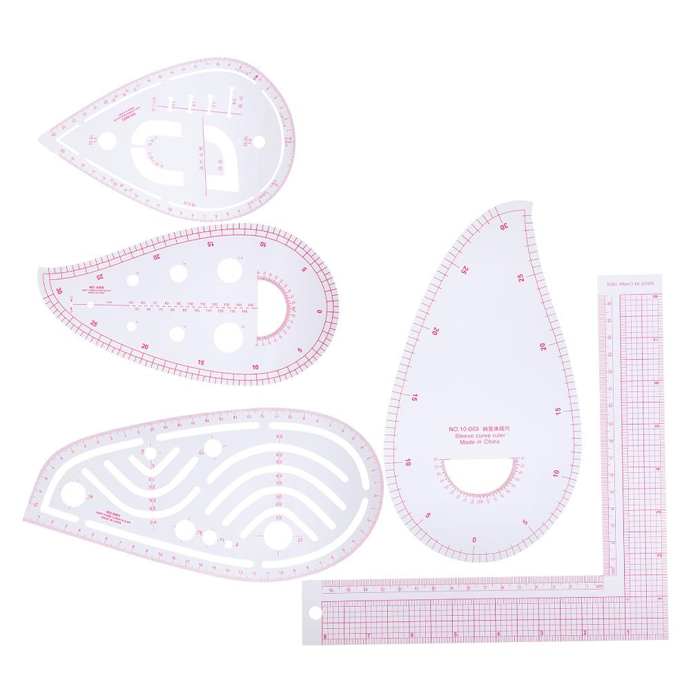 5Pcs Curve Ruler Set MultiFunction Builtin Scale LShaped Clothing Designed Measuring