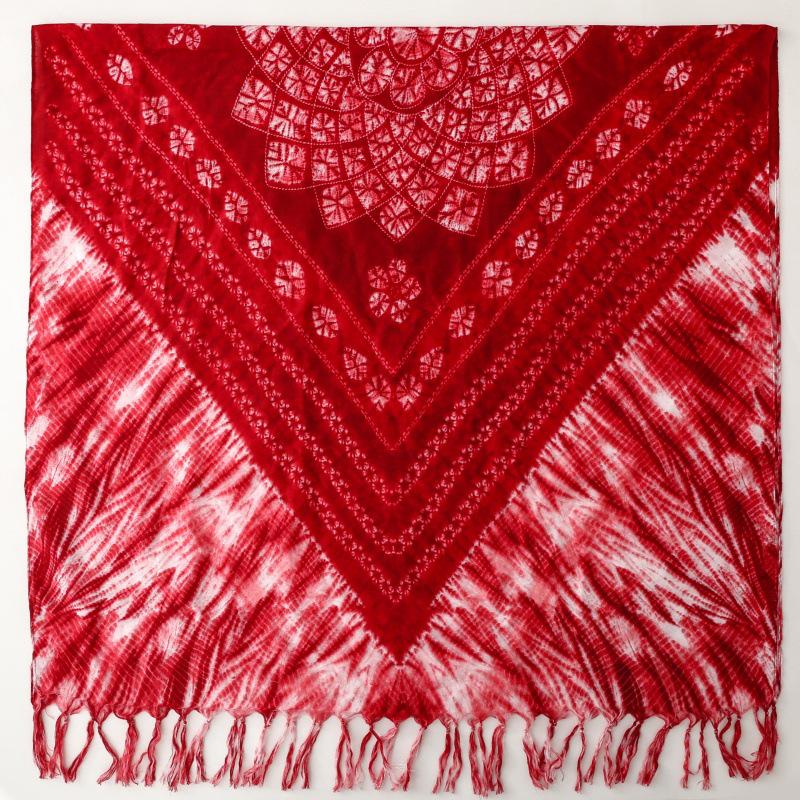 Ethnic Tie-Dye Blue & White Porcelain Cotton-Linen Scarf - Mori Girl Travel Shawl