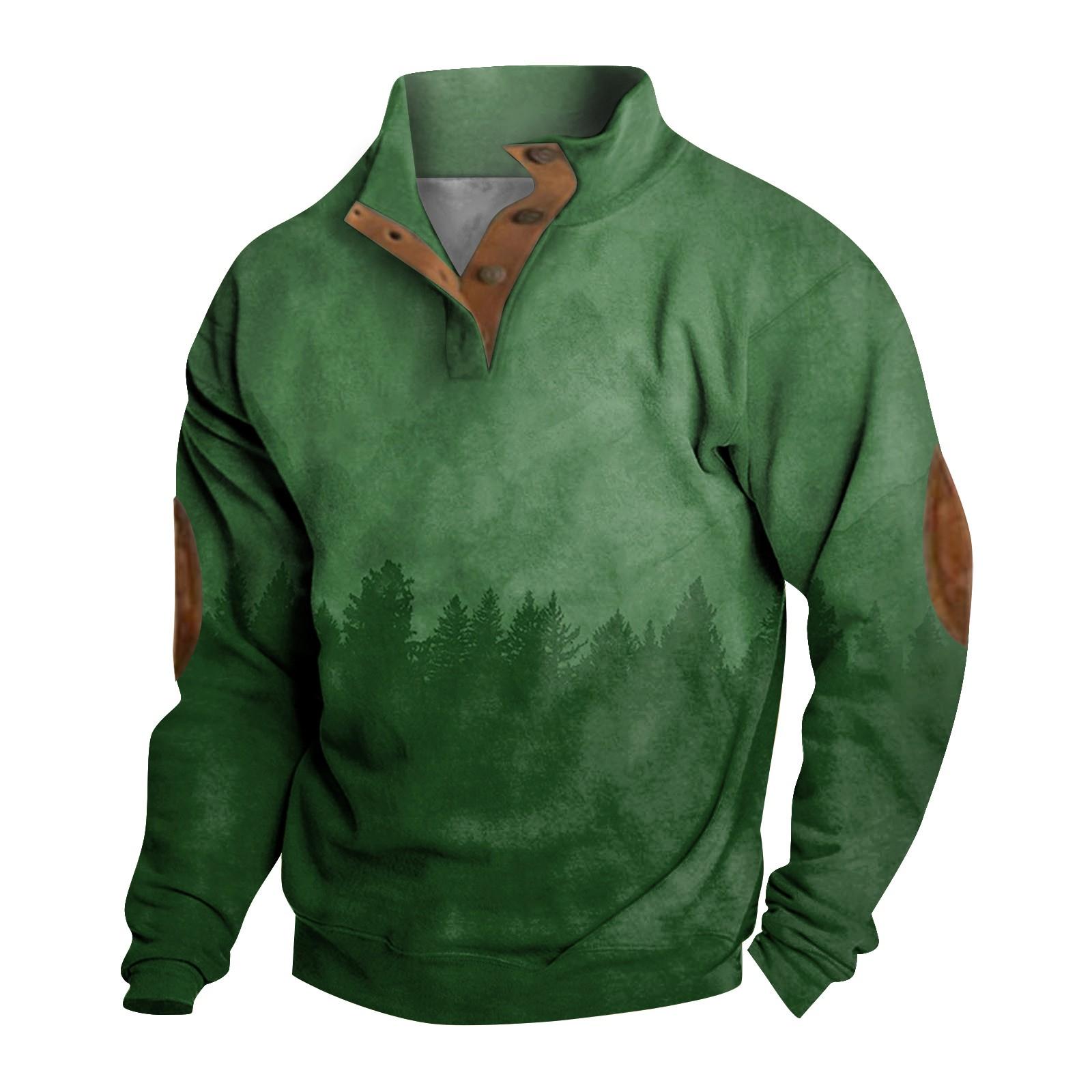 

Весенне-осенняя мужская толстовка с воротником-стойкой на открытом воздухе, повседневные свитера, топы XXXL зелёный