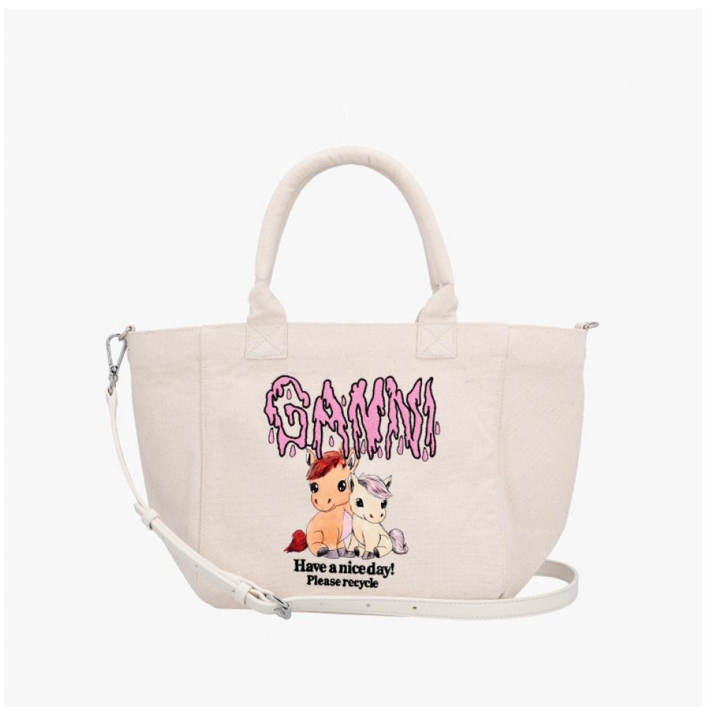 Ganni Small Easy Shopper Tote Bag Pony Print B2110039
