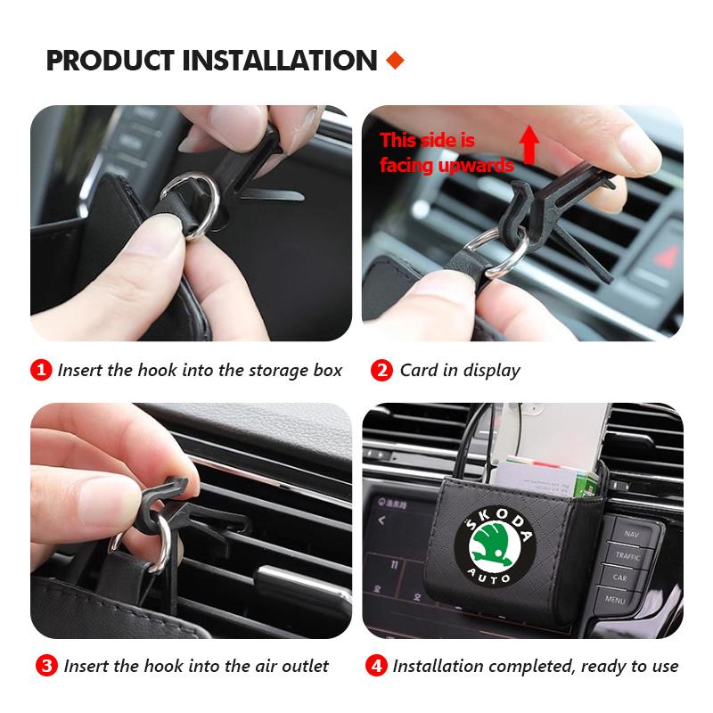 zbfwl3 For Skoda Car Interior Air Vent Storage Box Mini Phone Waste Storage Case Fabia Kamiq Superb Scala Enyaq-iV MK3 VisionS Yeti