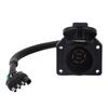 Trailer Adapter 4 Way Flat to 7 Way Round Blade Light Plug Wiring Connector with Mount Bracket for Commercial Vehicles