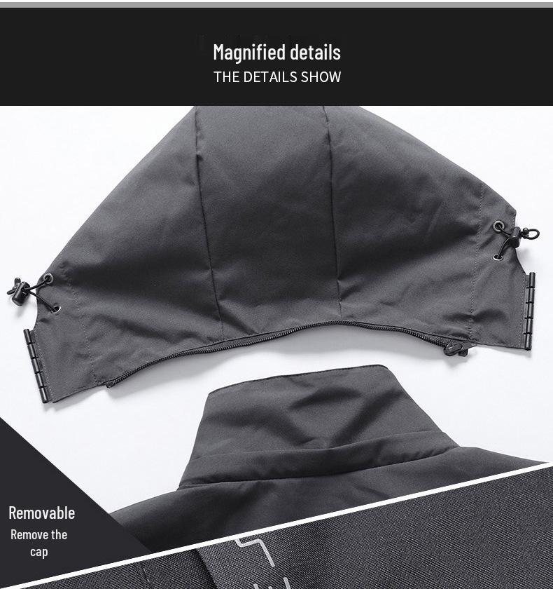 Men's Spring/Autumn Versatile Detachable Hooded Windbreaker Jacket