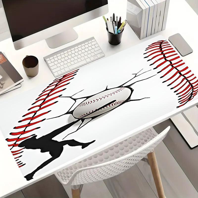 Baseball Theme Mouse Pad, Non Slip Rubber Base, Multifunctional Office & Home Decor, Perfect for Workspace Personalization.