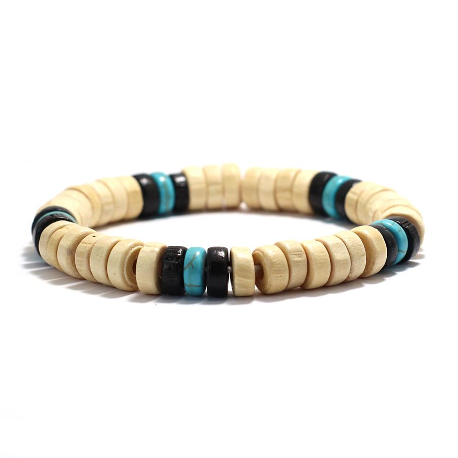 Handmade Men Wooden Bracelet Blue Howlite Beaded Braslet Meditation Yoga Healing Braclet Leisure Accessories Pulseria Hombre