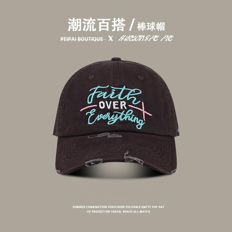 

Вышитая бейсболка в стиле ретро с мягким верхом для женщин, новая весенняя хлопковая шляпа от солнца 2024 года, удобная и открывающая лицо маленькая кепка для мужчин M（54-59cm） темно-серого