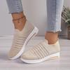 Fashion European 2025 Plus Size Women's Shoes New Thick Soled Sloping Heel Sports Style Casual Breathable Vulcanized Sneakers